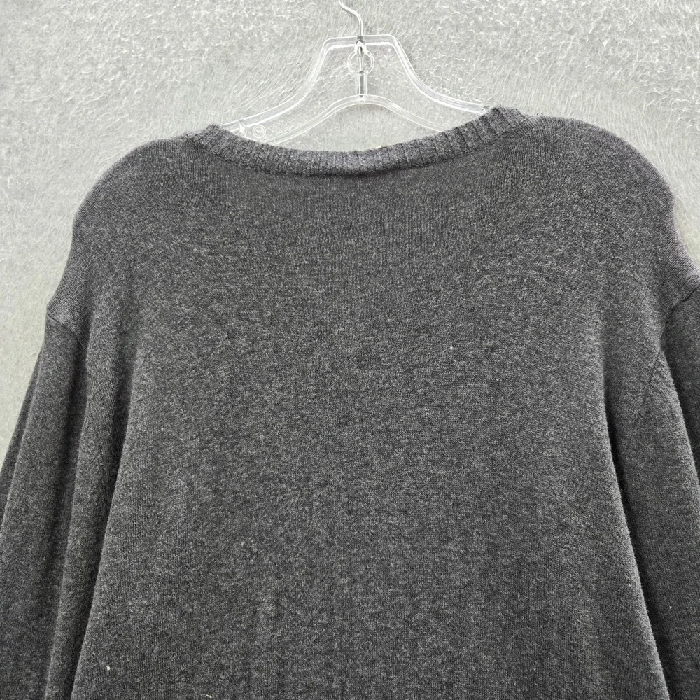 Hollister Men Sweater Large Gray Knit V Neck‎ Cotton Blend Long Sleeve NWT